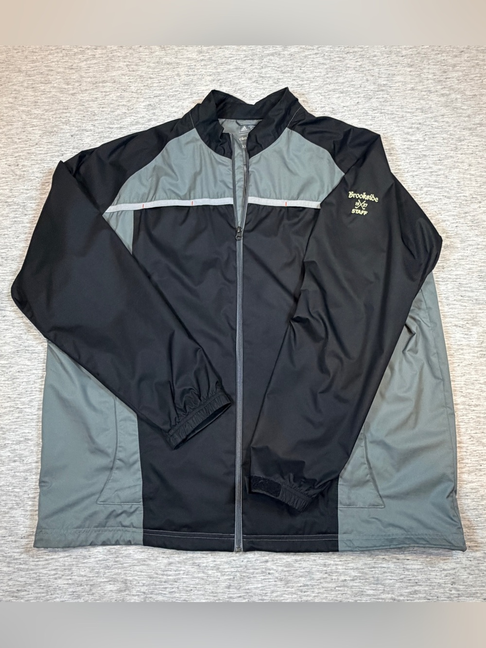 Adidas Mens Brookside Staff Black Gray Full Zip Jacket Size 2XL